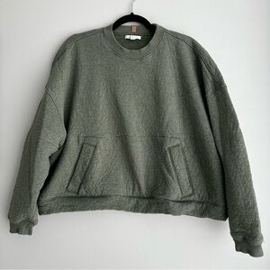 Lunya Restore Double Faced Pullover Crew Sweatshirt Green XSmall/S